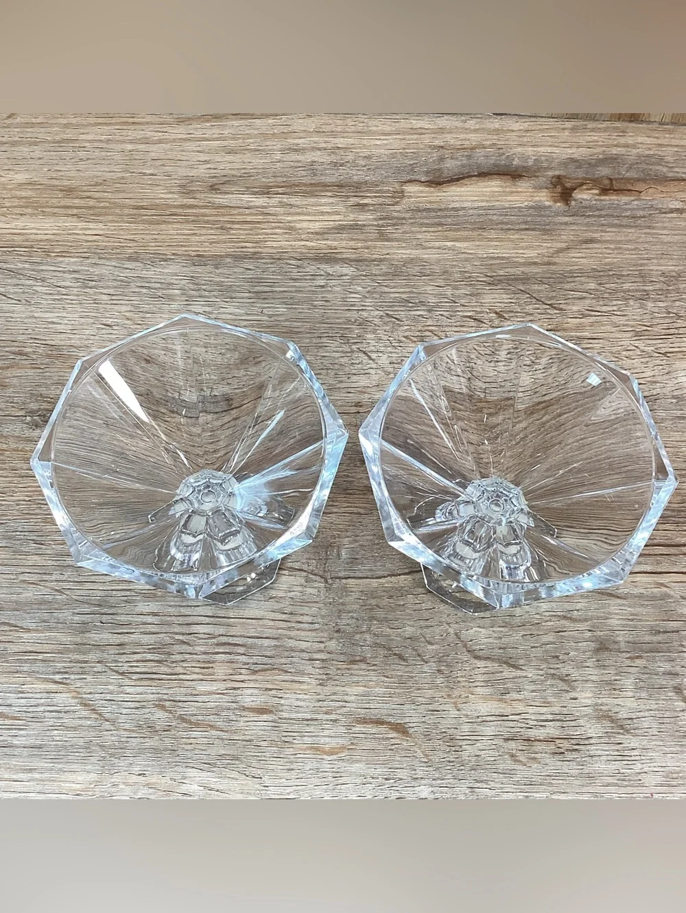 Pair Glass Candlestick Holders with Holiday Candle Rings